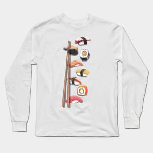 Kawaii Sushi rolls with chopsticks Long Sleeve T-Shirt